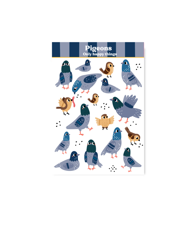 Klistremerkeark | Pigeons | A6