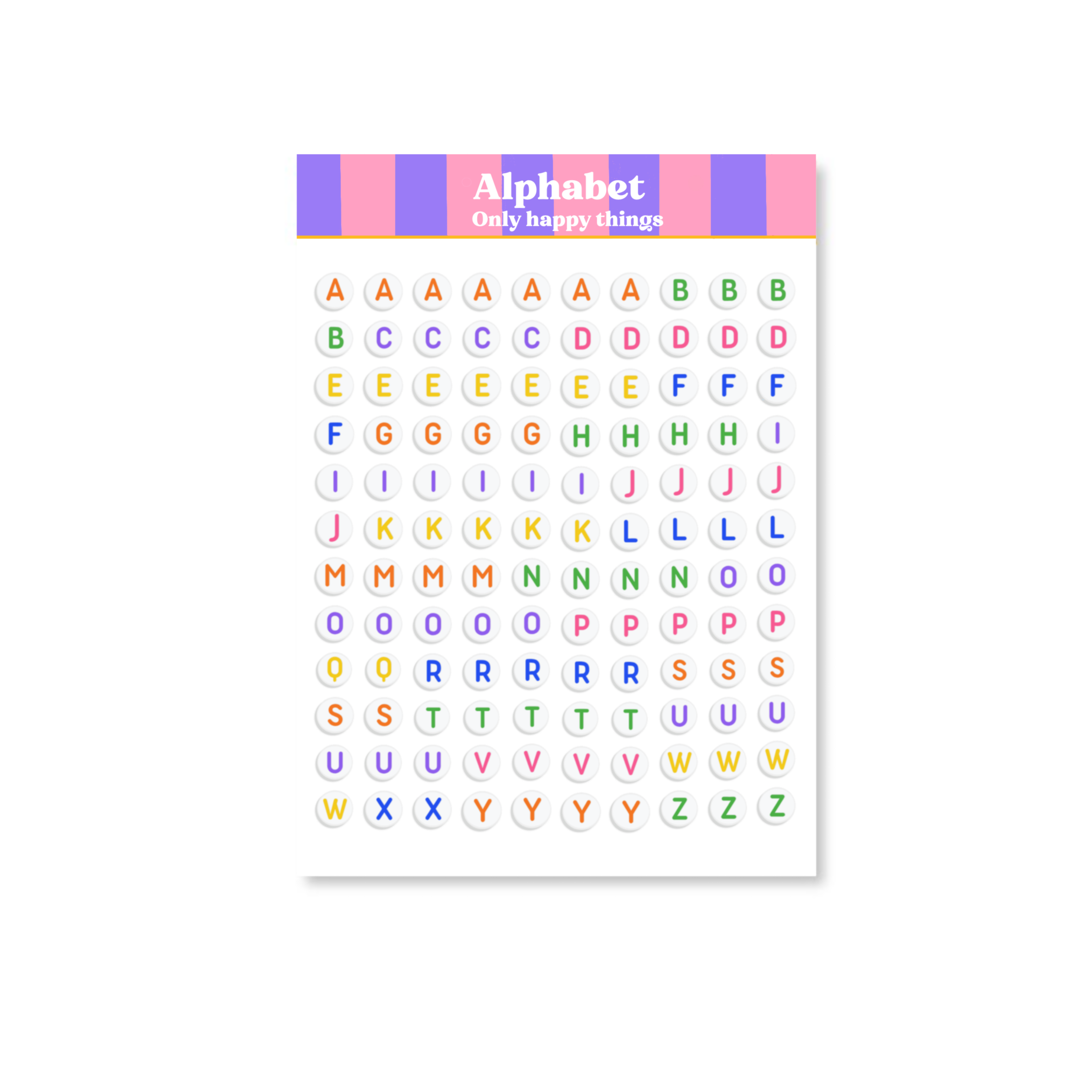 Klistremerkeark | Alphabet A6