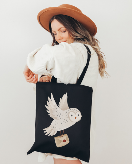 Handlenett | Totebag | Snowy Owl: Svart