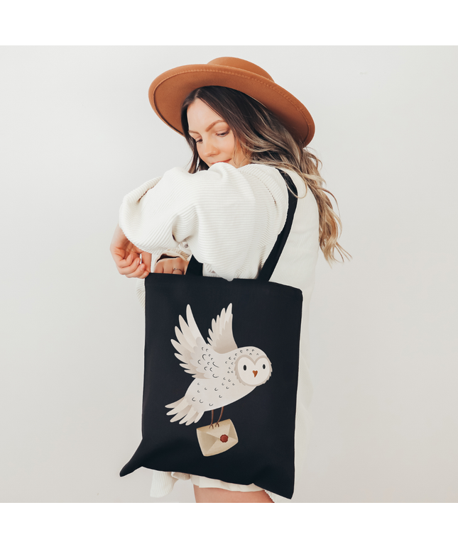 Handlenett | Totebag | Snowy Owl: Svart