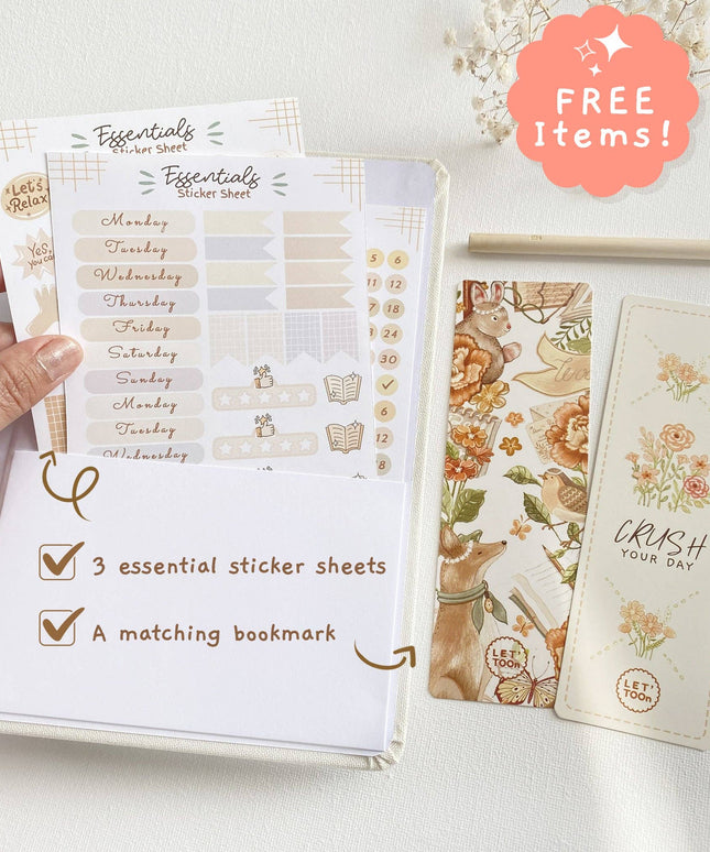 Min Kreative Planlegger - Udatert | Fargeleggingssider - Med 3 Klistremerkeark | Light Botanical