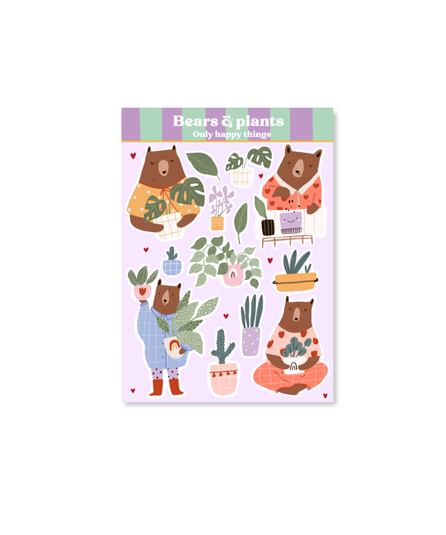 Klistremerkeark | Bears & Plants |A6