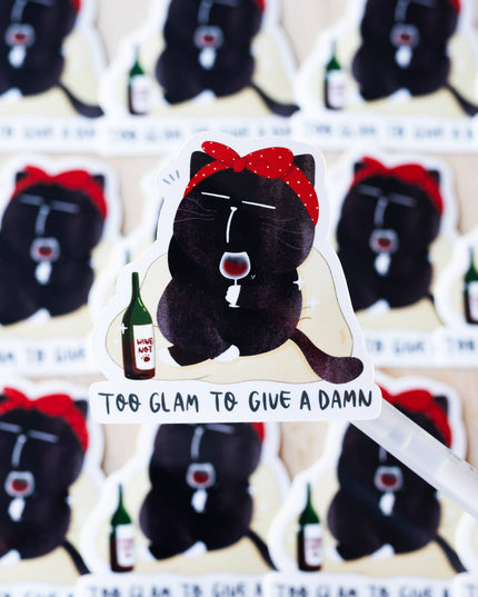 Klistremerke | Too glam to give a damn | Katteklistremerke
