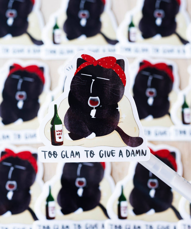 Klistremerke | Too glam to give a damn | Katteklistremerke