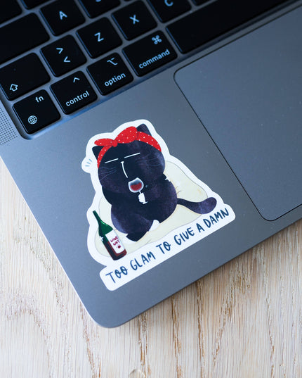 Klistremerke | Too glam to give a damn | Katteklistremerke