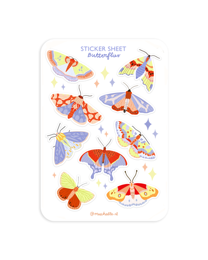 Klistremerkeark | Butterflies illustration | A6
