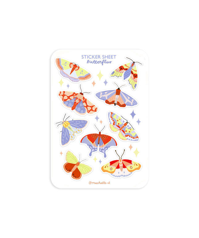 Klistremerkeark | Butterflies illustration | A6