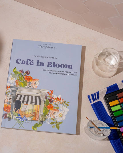 Watercolor Workbook 3: Café in Bloom | Akvarell Malebok for Voksne