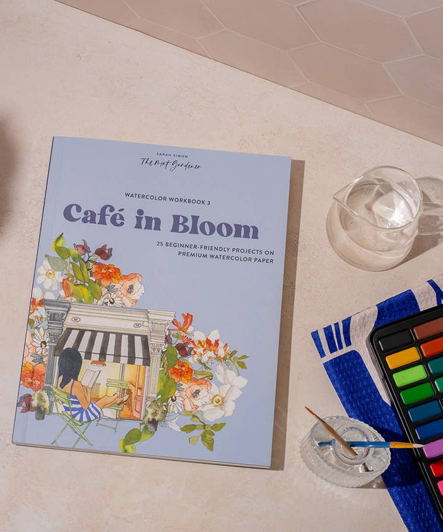 Watercolor Workbook 3: Café in Bloom | Akvarell Malebok for Voksne
