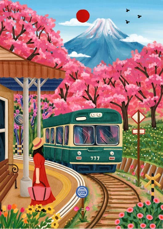 Puslespill 500 Brikker - Fuji Blossoms