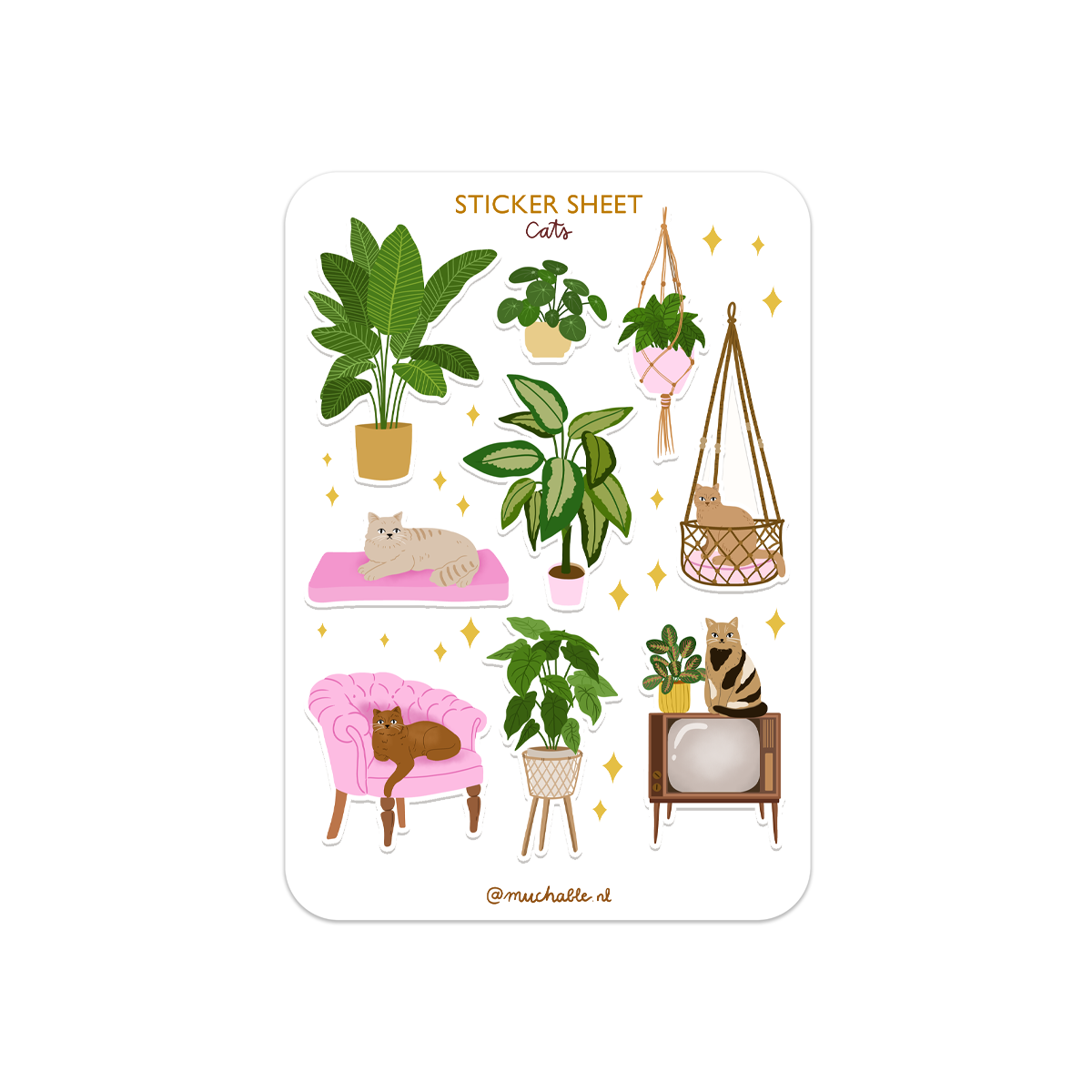 A6 Klistremerkeark | Cute Cats