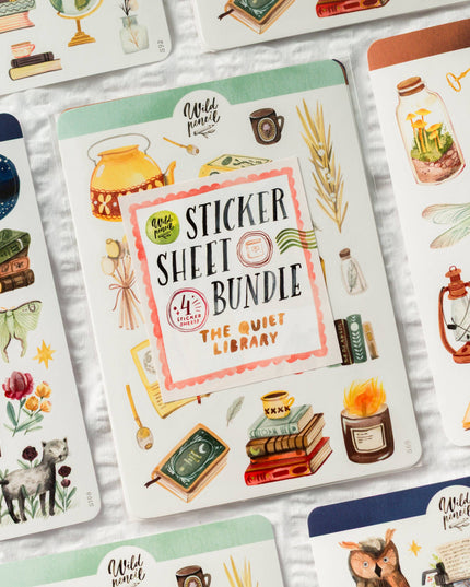 Klistremerkeark 4PK | Bundle —The Quiet Library
