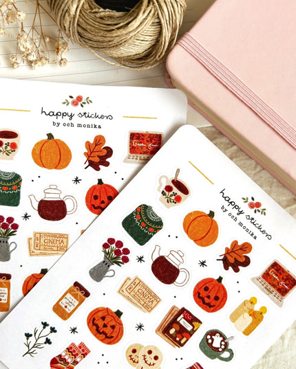 Klistremerkeark | Håndtegnet ~ Cozy Halloween | A6