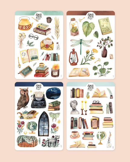 Klistremerkeark 4PK | Bundle —The Quiet Library