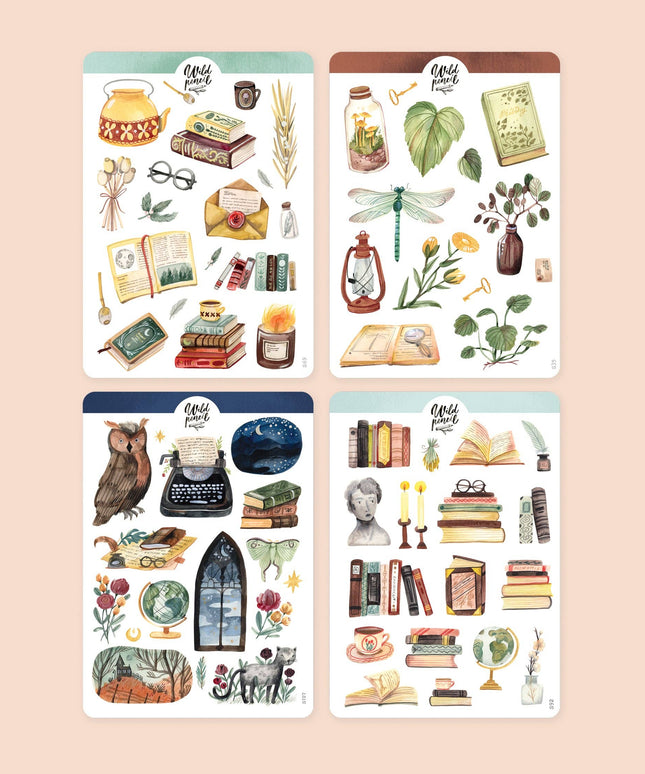 Klistremerkeark 4PK | Bundle —The Quiet Library