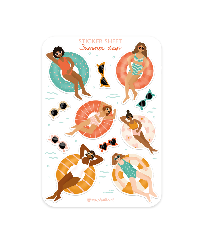 Klistremerkeark | Summer Swim Rings | A6