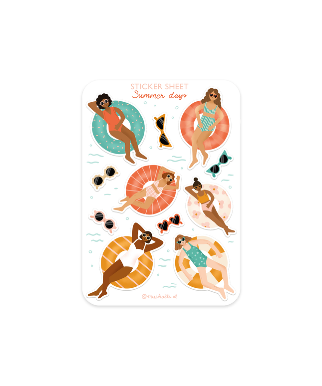 Klistremerkeark | Summer Swim Rings | A6