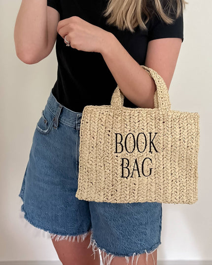 Straw Book Bag: Stripe/Full Size
