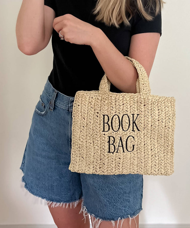 Straw Book Bag: Stripe/Full Size