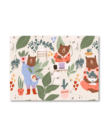 Postkort - Bears and plants
