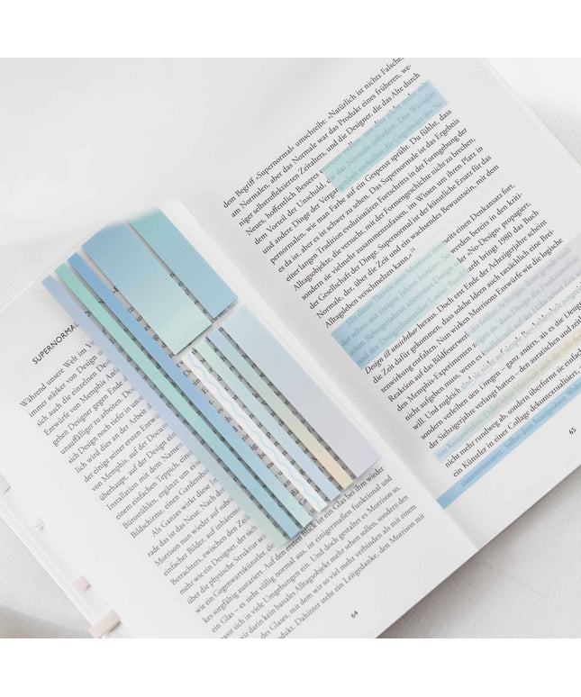 Ocean Blue | Gjennomsiktige klebestriper – langt design |  Selvklebende notislapper