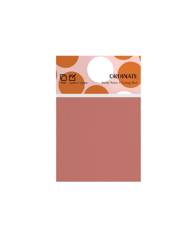 Vintage Red Sticky Notes 75mm x 75mm /100 ark per blokk