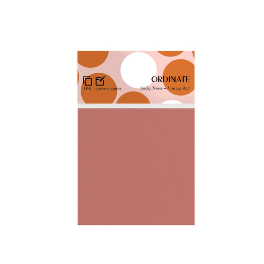 Vintage Red Sticky Notes 75mm x 75mm /100 ark per blokk
