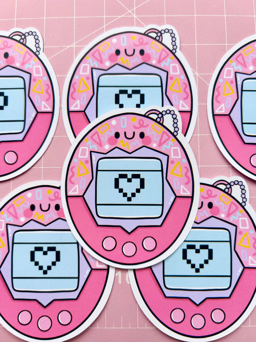 90s Nostalgia Virtuelt Kjæledyr Glossy Klistremerke