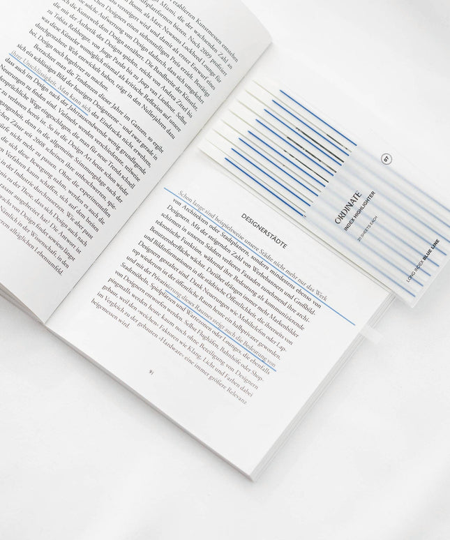 Blue Line | Gjennomsiktige klebestriper – langt design |  Selvklebende notislapper