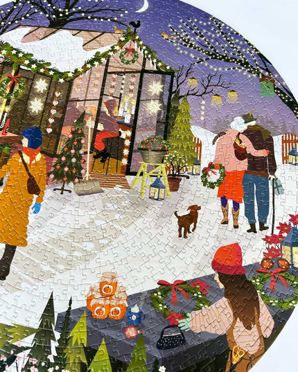Rundt Puslespill | Christmas Market | 1000 Brikker