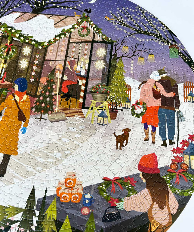 Rundt Puslespill | Christmas Market | 1000 Brikker
