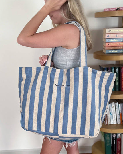 The Bookish Beach Bag: Blue/Beige