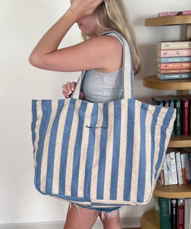 The Bookish Beach Bag: Blue/Beige