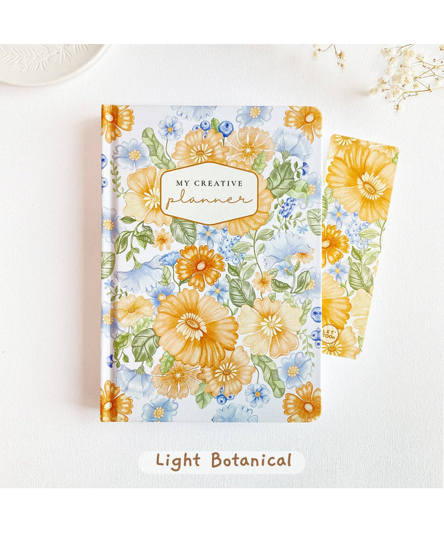 Min Kreative Planlegger - Udatert | Fargeleggingssider - Med 3 Klistremerkeark | Light Botanical