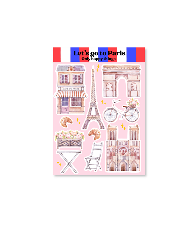 Klistremerkeark | Let's Go to Paris | A6