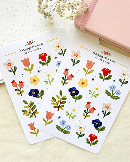 Klistremerkeark | Håndtegnet ~ Floral | A6