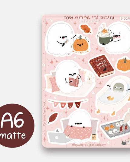 Klistremerkeark | Ghosty Cosy Fall Day Stickers - Halloween