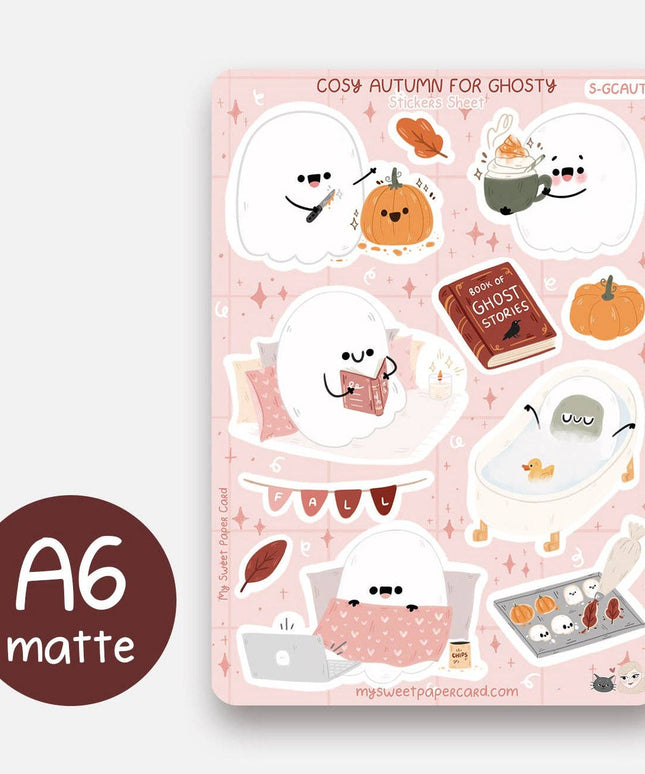 Klistremerkeark | Ghosty Cosy Fall Day Stickers - Halloween