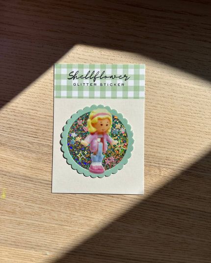Polly Pocket Jente Glitter Vinyl Klistremerke 