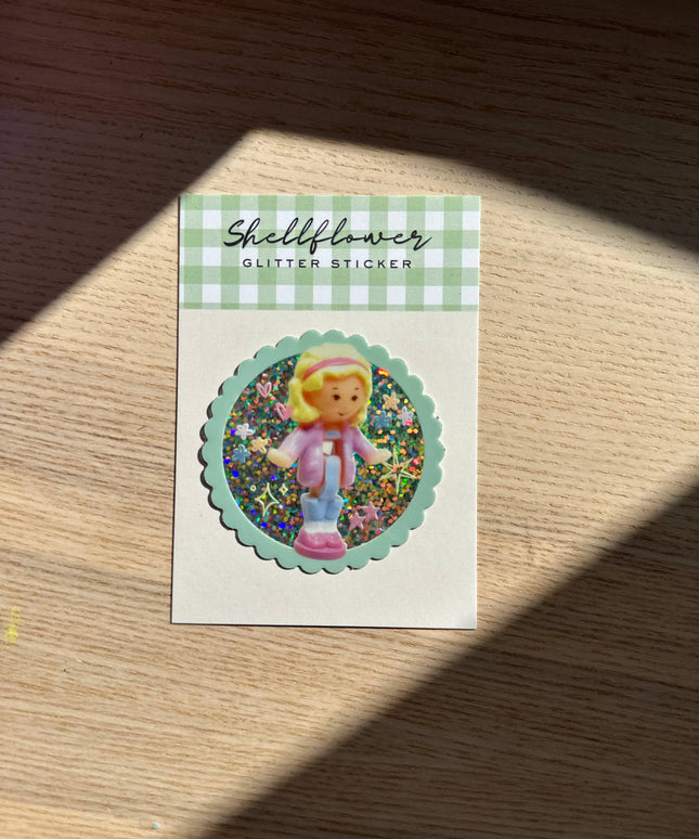Polly Pocket Jente Glitter Vinyl Klistremerke 