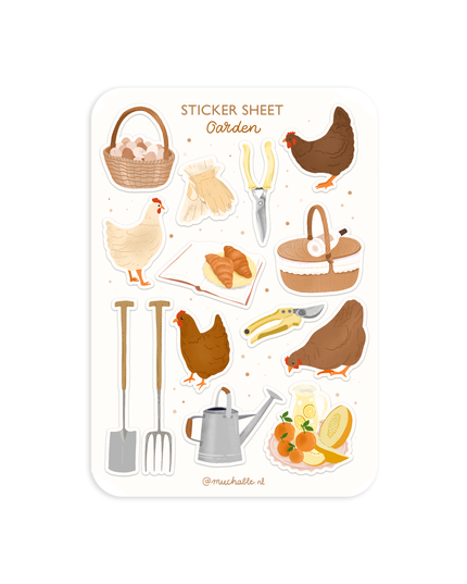 Klistremerkeark | Chickens - Gardening | A6
