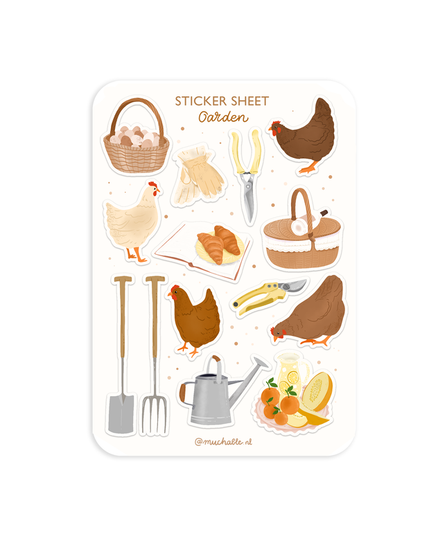 Klistremerkeark | Chickens - Gardening | A6