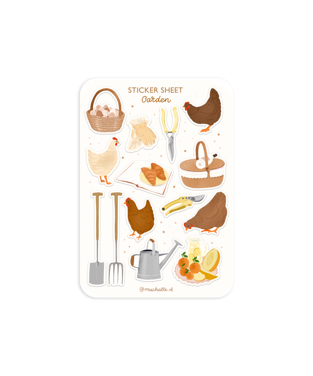 Klistremerkeark | Chickens - Gardening | A6