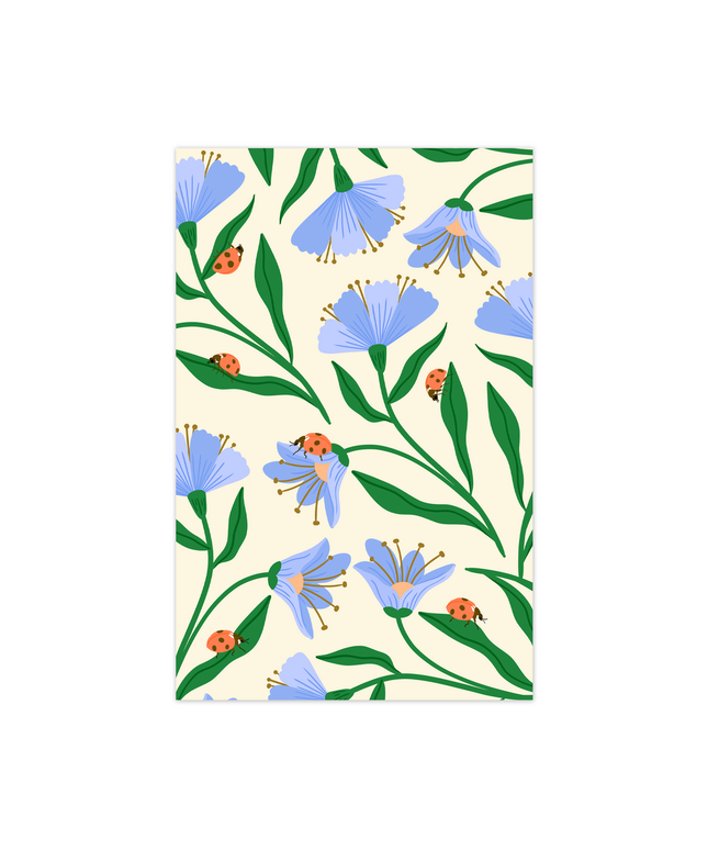 Minikort - Marihøne og blomster