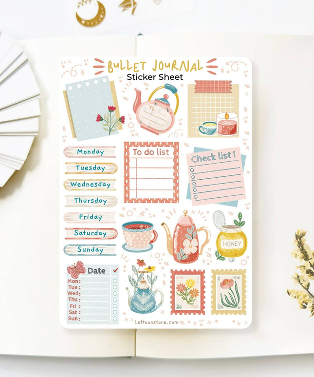 Klistremerkeark | Bullet Journal Essentials: Flower