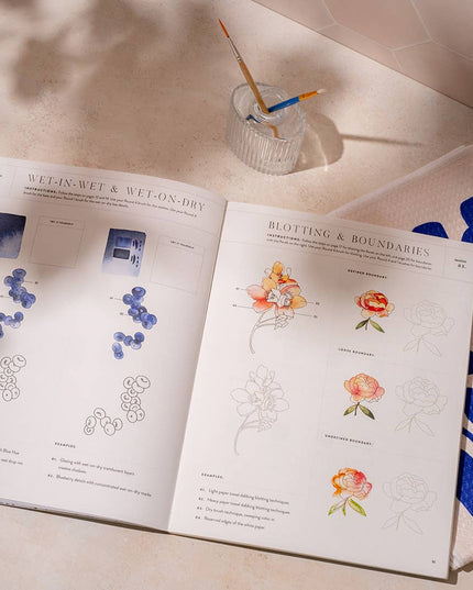 Watercolor Workbook 3: Café in Bloom | Akvarell Malebok for Voksne