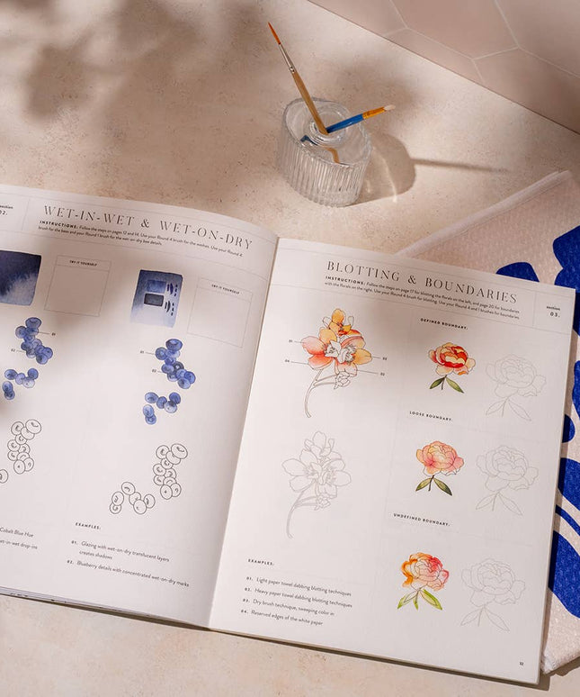 Watercolor Workbook 3: Café in Bloom | Akvarell Malebok for Voksne