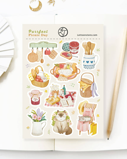 Klistremerkeark | Purrfect Picnic Day
