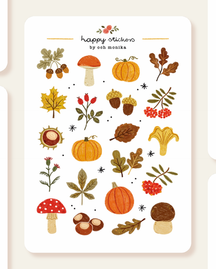 Klistremerkeark | Håndtegnet ~ Autumn Treasures | A6