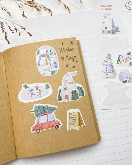 Klistremerkeark | Winter Village | Håndtegnede Klistremerker | A6